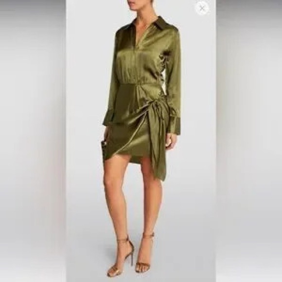 L' Agence Atlas Wrap Front Silk Mini Dress. - Picture 4 of 6